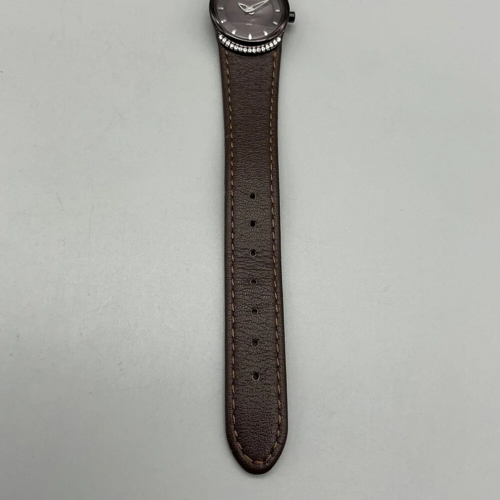 Skagen Womens Watch 23mm Brown Dial Crystal Brown Leather 833XSSLALH New Battery